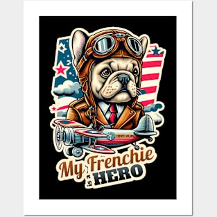 Pilot French bulldog Posters and Art